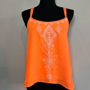 My Michelle Neon Orange Embroidered Spaghetti-Strap Camisole